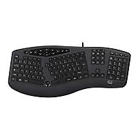 AKB-160UB Wired Ergonomic Keyboard with Integrated Palm Rest, Chiclet Keycaps, and Multimedia Hotkeys