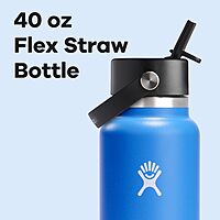 HYDRO FLASK Wide Mouth Flex Straw Cap Bottle - Insulated Stainless Steel