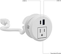 Bush Business Furniture 2-inch Desktop Power Grommet with AC Outlet and USB-A/USB-C Ports