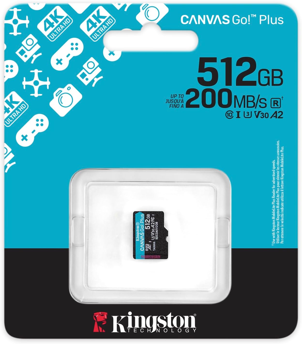 KINGSTON Canvas Go Plus microSDXC Memory Card Gen4 200MB/s A2 U3 V30