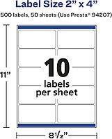 Avery Matte White Rectangle Labels, Sure Feed Technology, 2" x 4"