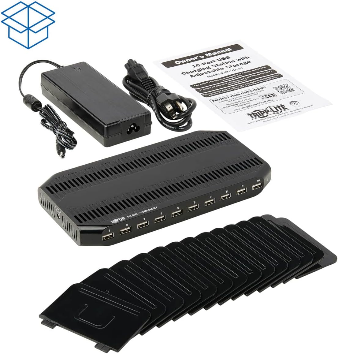 TRIPP LITE USB Charging Station with Storage and Adjustable Brackets
