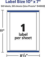 Avery Matte White Rectangle Labels, Sure Feed Technology, 10 x 7