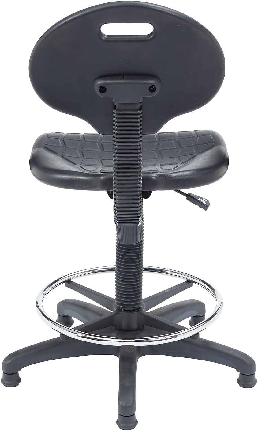 National Public Seating 6700 Series Kangaroo Polyurethane Task Stool, 22 to 32in Seat Height, Black