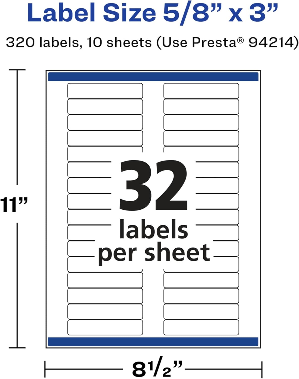 AVERY Glossy White Rectangle Labels, Sure Feed technology, 5/8" x 3", Permanent Adhesive, Laser/Inkjet Printable