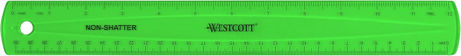 Westcott Shatterproof Ruler, Assorted Translucent Colors, 12" (Pack of 3) Single (Pack of 3) Shatterproof