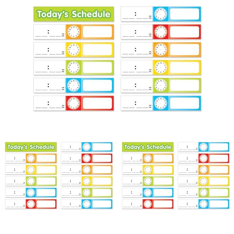 Scholastic Teacher's Friend Schedule Cards Pocket Chart Add-ons, Multiple Colors - Chart not included (TF5405) (Pack of 3)