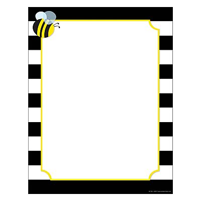 Barker Creek Designer Computer Paper, Wide Stripes With Bee, 8.5” x 11”, Decorative Printer Paper, 50 Sheets