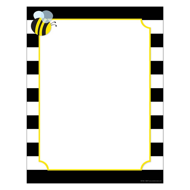 Barker Creek Designer Computer Paper, Wide Stripes With Bee, 8.5” x 11”, Decorative Printer Paper, 50 Sheets