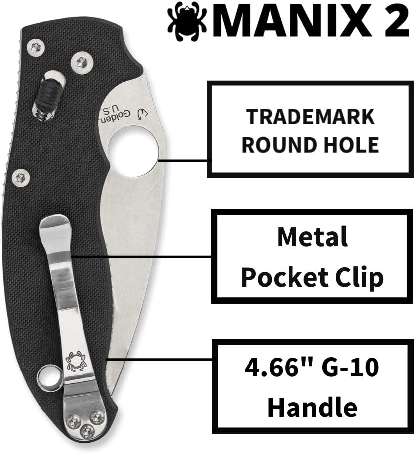Spyderco Manix 2 Folding Knife with Ball Bearing Lock - PlainEdge