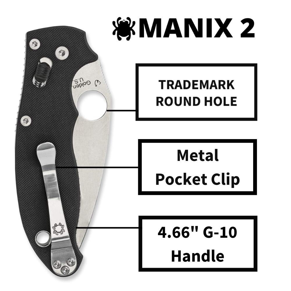 Spyderco Manix 2 Folding Knife with Ball Bearing Lock - PlainEdge