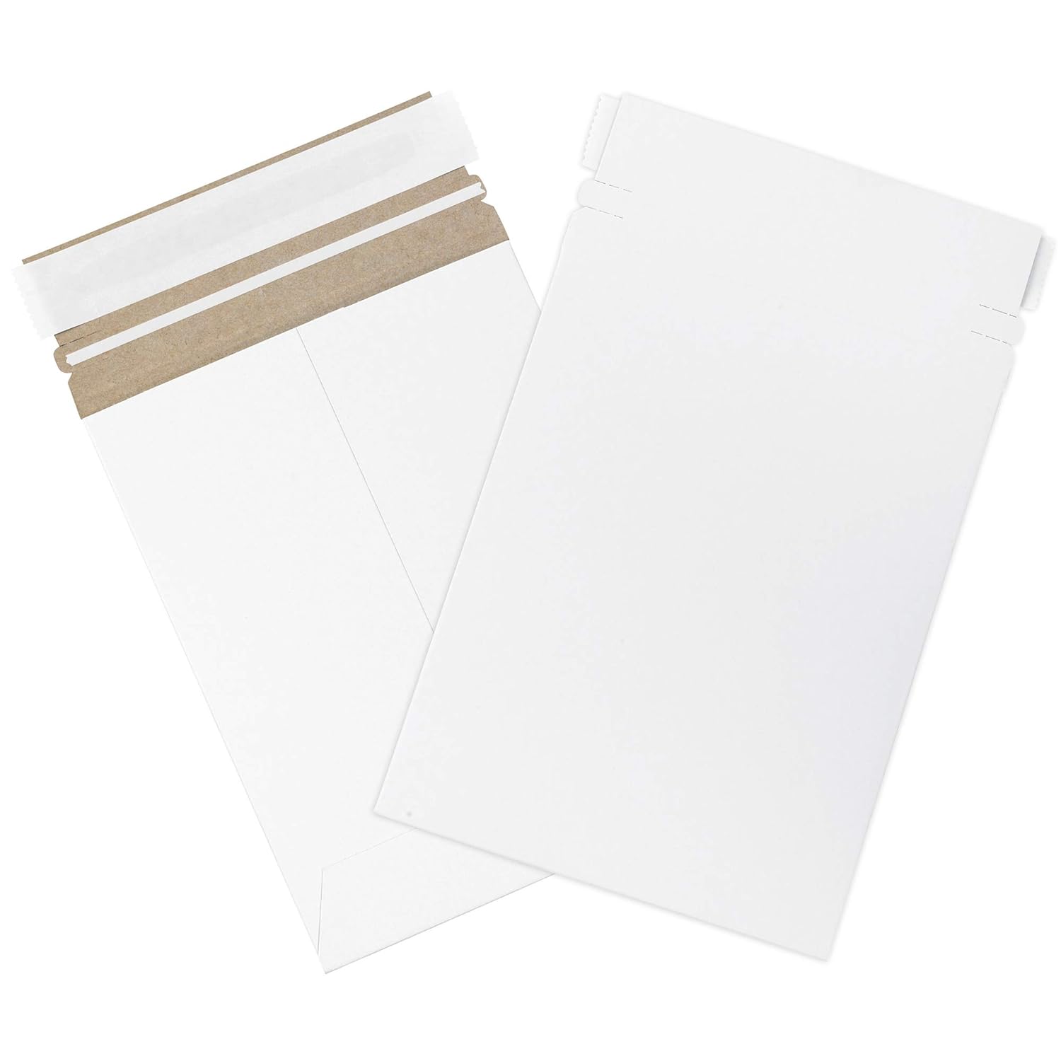 Aviditi 6 x 8" Stayflats Brand Rigid Flat Mailers, White (Pack of 100) Photo Document Mailers, Peel & Seal Closure