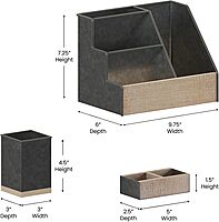 Flash Furniture Comerford 3-Piece Metal and Wood Organizer Set