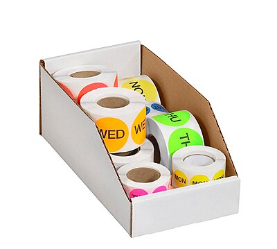 Partners Brand Open Top Bin Boxes, 12in x 4in x 4 1/2in, Oyster White, Case Of 50