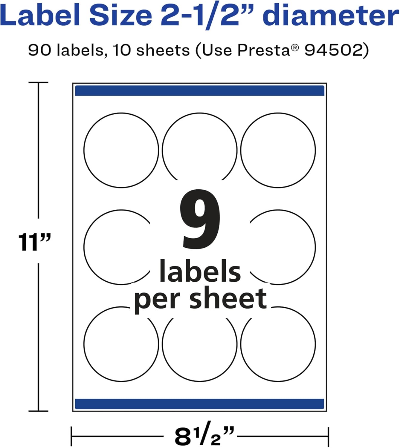 Avery Glossy White Round Labels, Sure Feed Technology, 2.5" Diameter, Print-to-The-Edge, Permanent Adhesive