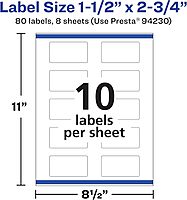 Avery Durable Removable Rectangle Labels, Sure Feed Technology, 1.5" x 2.75", Matte White Film