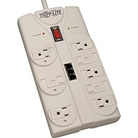 Tripp Lite TLP808TEL 8-Outlet Surge Protector Power Strip, 120V, 8ft Cord, 2160J