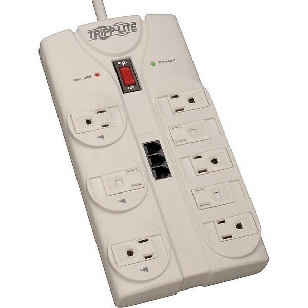 Tripp Lite TLP808TEL 8-Outlet Surge Protector Power Strip, 120V, 8ft Cord, 2160J