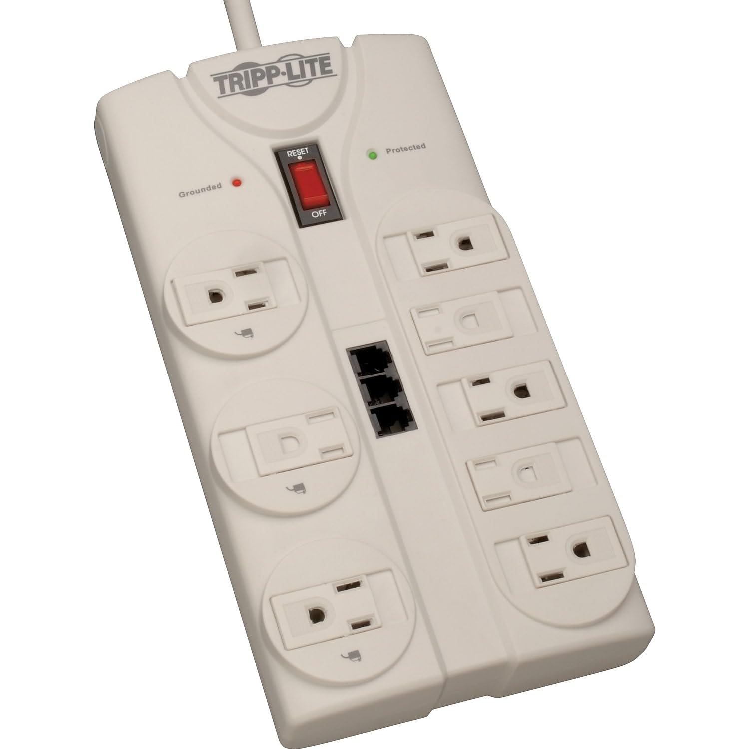 Tripp Lite TLP808TEL 8-Outlet Surge Protector Power Strip, 120V, 8ft Cord, 2160J