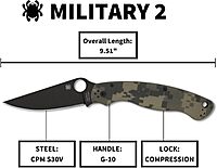Spyderco Knives Military 2 C36GPCMOBK2 Black S30V Stainless and Camo G-10 Pocket Knife