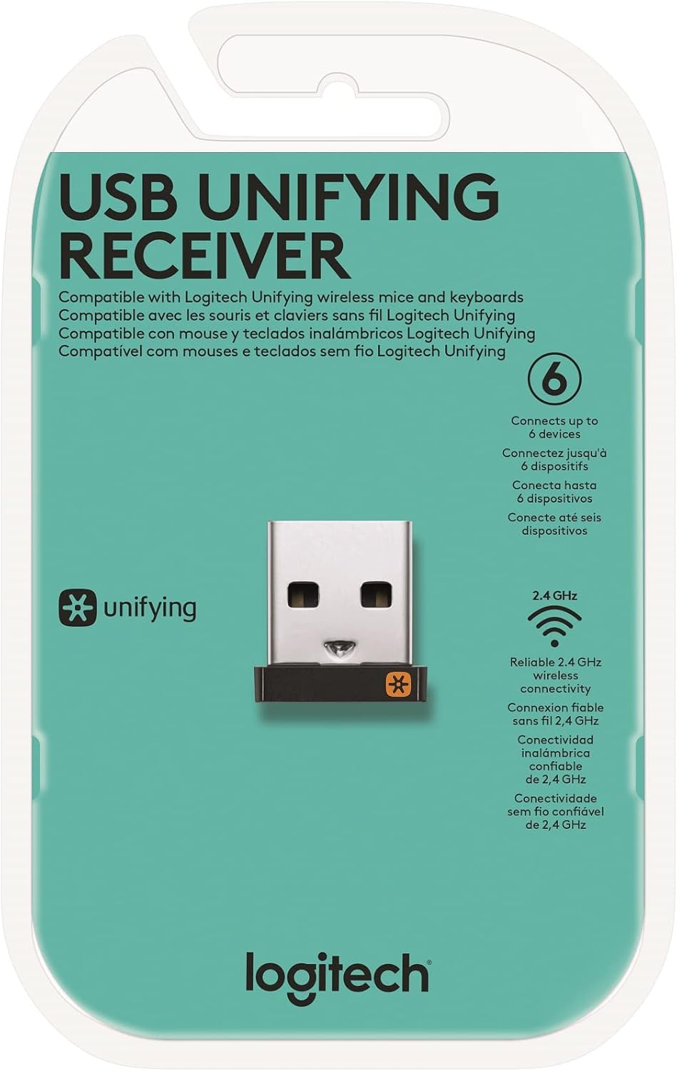Logitech Unifying Receiver, 2.4 GHz Wireless Technology, USB Plug Compatible with all Logitech Unifying Devices like