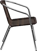 Flash Furniture Commercial Aluminum and Dark Brown Rattan Indoor-Outdoor Restaurant Stack Chair Aluminum and Dark Brown Set of 1