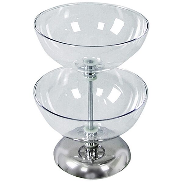 Azar Displays 2-Tier Bowl Display, 17-1/2inH x 12inW x 12inD, Clear