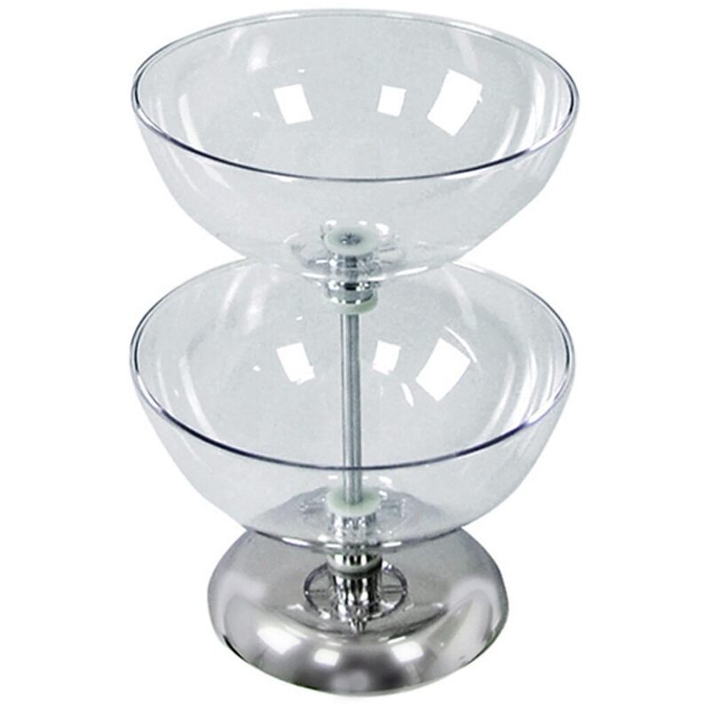 Azar Displays 2-Tier Bowl Display, 17-1/2inH x 12inW x 12inD, Clear