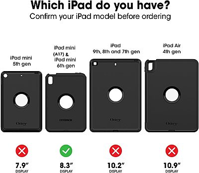 OtterBox uniVERSE Series for iPad mini (A17) and iPad mini (6th gen) - BLACK (Non-Retail Packaging)