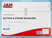 JAM PAPER Plastic Envelopes with Button & String Tie Closure - 12 Pack