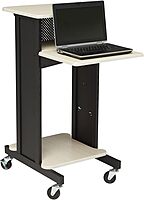 Oklahoma Sound PRC200 Steel Premium Presentation Cart, 18" Width x 40-1/2" Height x 30" Depth, Ivory Woodgrain/Black