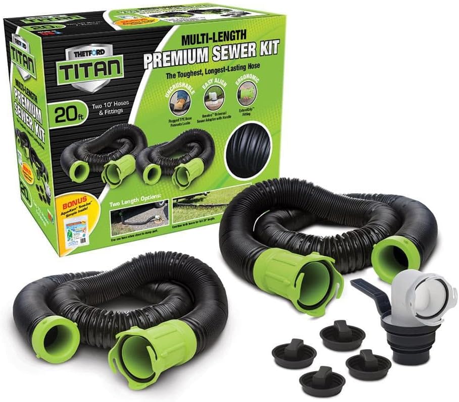 Thetford Titan Premium 15' Sewer Hose Kit w/Universal Bayonet Connection & 5-in-1 Sewer Adapter w/Handle
