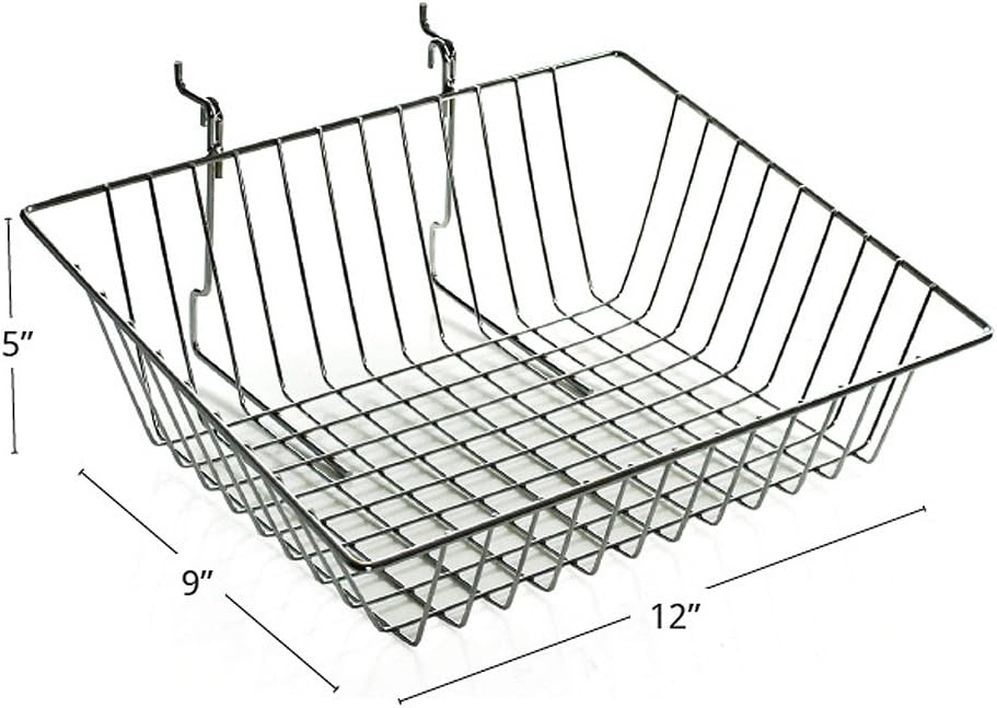 AZAR DISPLAYS Chrome Wire Sloped Baskets