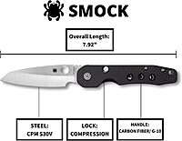Spyderco Smock Premium Flipper Knife with 3.45" CPM S30V Steel Hollow-Ground Blade and Textured Carbon Fiber G-10 Handle
