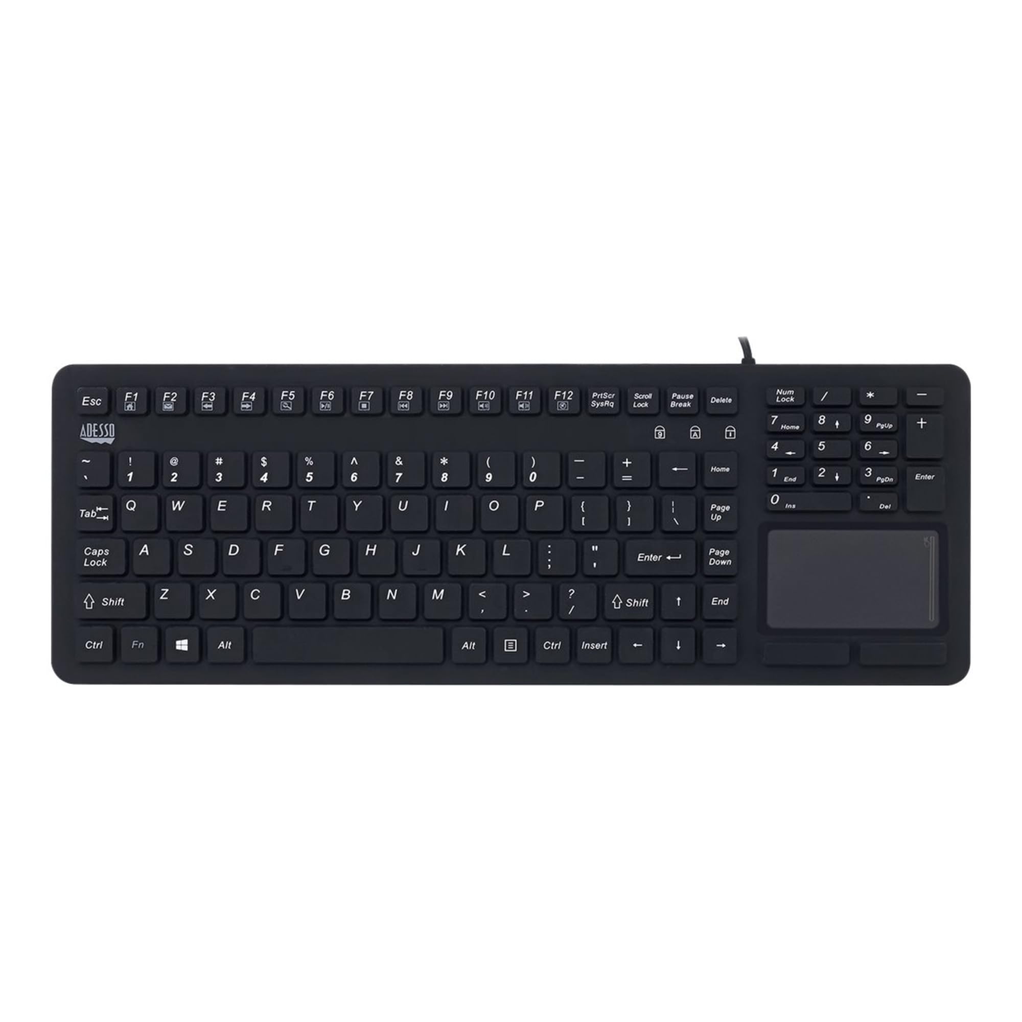 Adesso Touchpad Keyboard With Antimicrobial Protection, 108 Key, AKB-27OUB