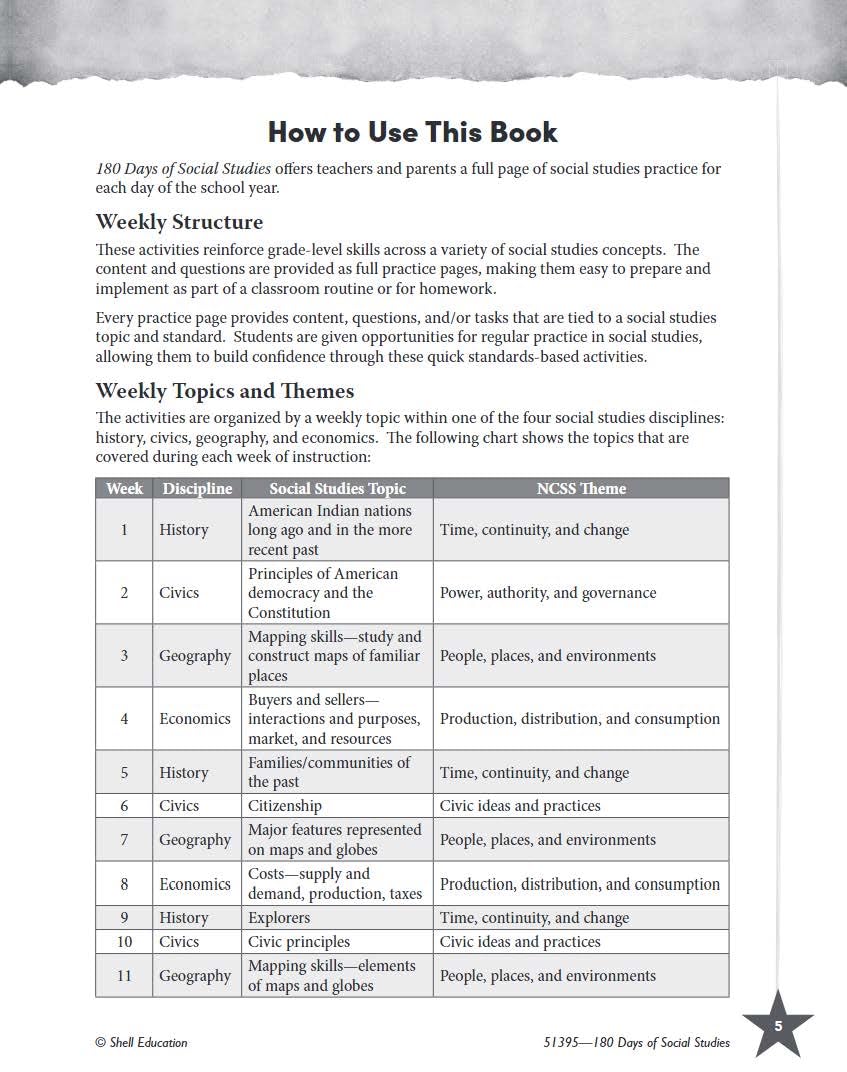 180 Days: Social Studies, Civics for 3rd Grade Practice Workbook for Classroom and Home