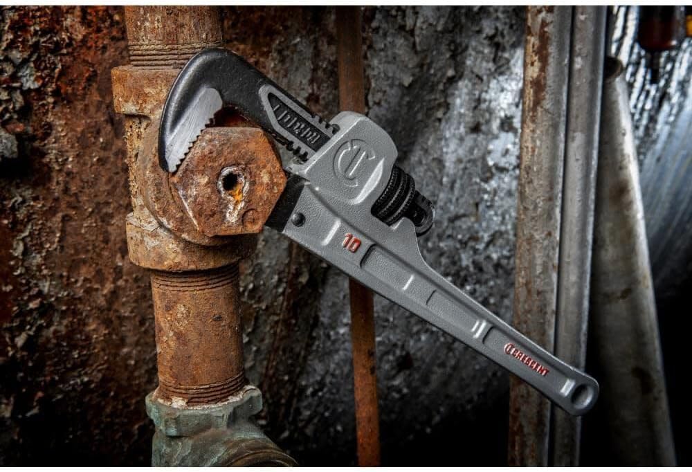Crescent 10" Aluminum Slim Jaw Pipe Wrench - MRO & Plumbing Wrench with Slim Jaw Design - Premium Hand Tool - 10"- CAPW10S