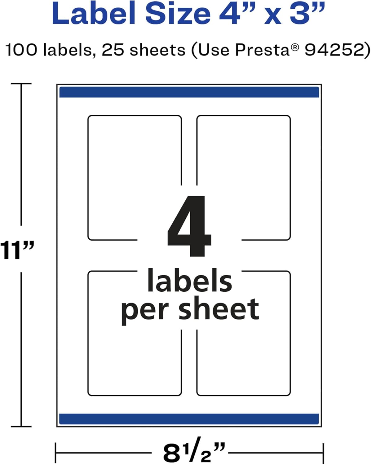 Avery Glossy White Rectangle Labels, Sure Feed Technology, 4" x 3", Print-to-The-Edge, Permanent Adhesive