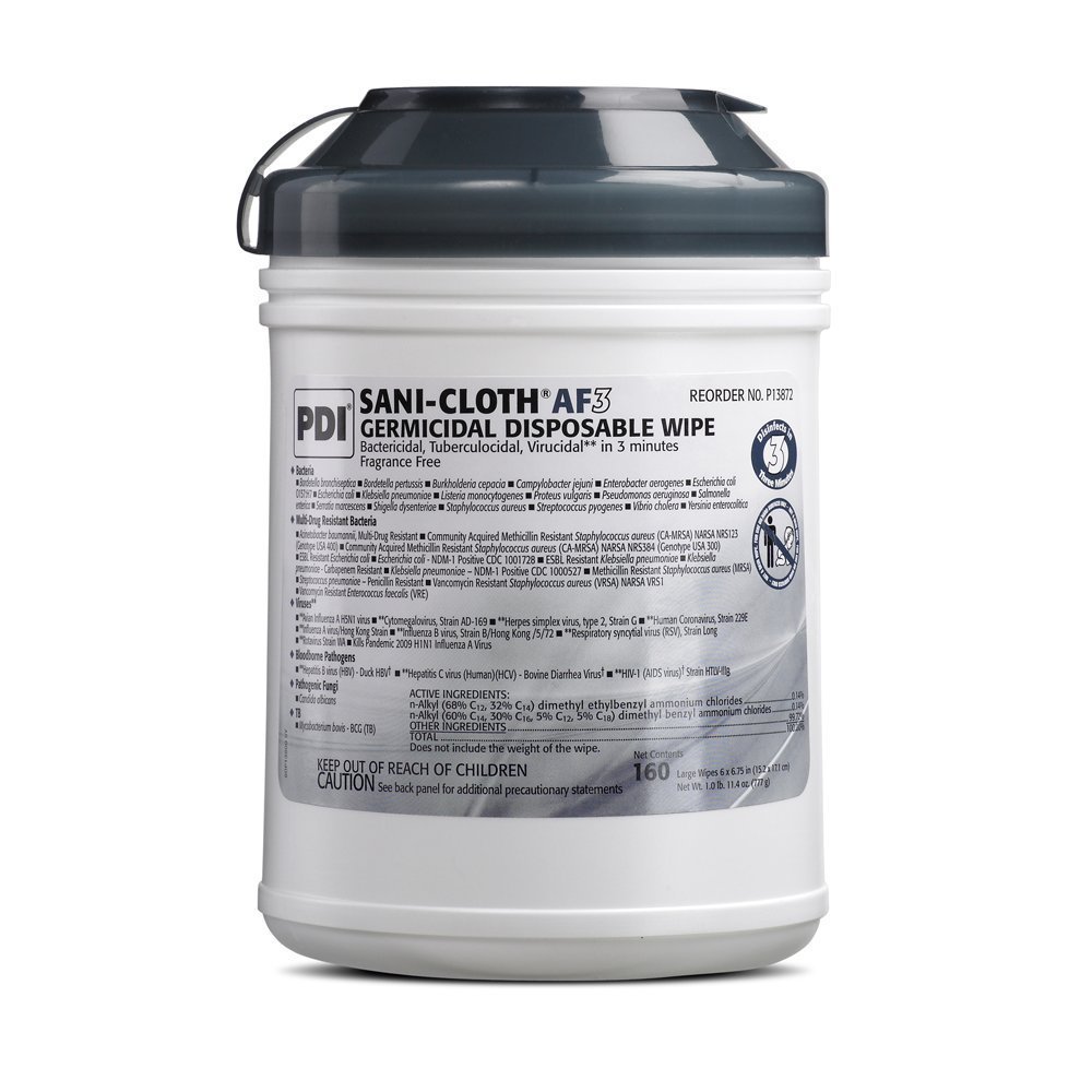 Sani-Cloth AF3 Alcohol-Free Germicidal Wipes, 160ct (6 x 6.75 in)