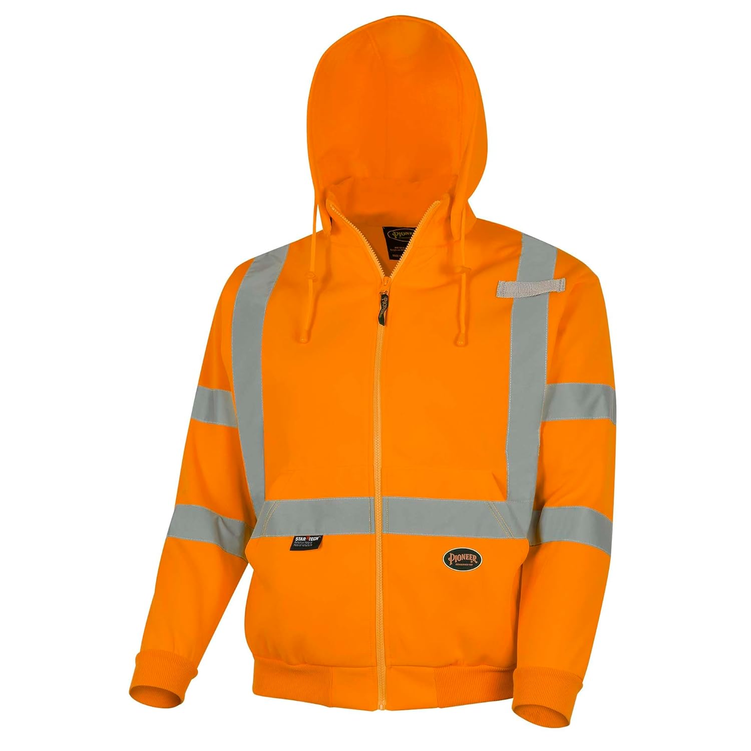 Pioneer High Visibility Safety Hoodie – Reflective Hi Vis Sweatshirt Jacket with Zipper, Pockets – Polyester Fleece