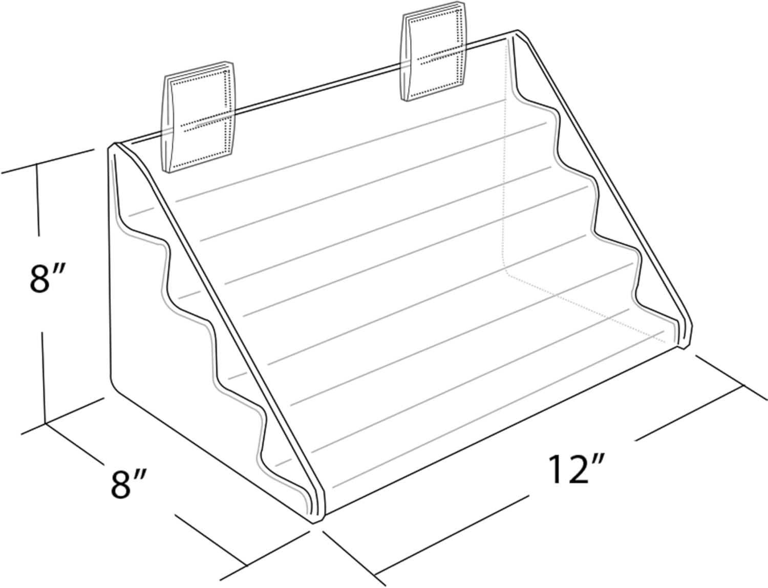Azar Displays 326040 12"W x 8"D x 8"H Four Tier Counter Step Display