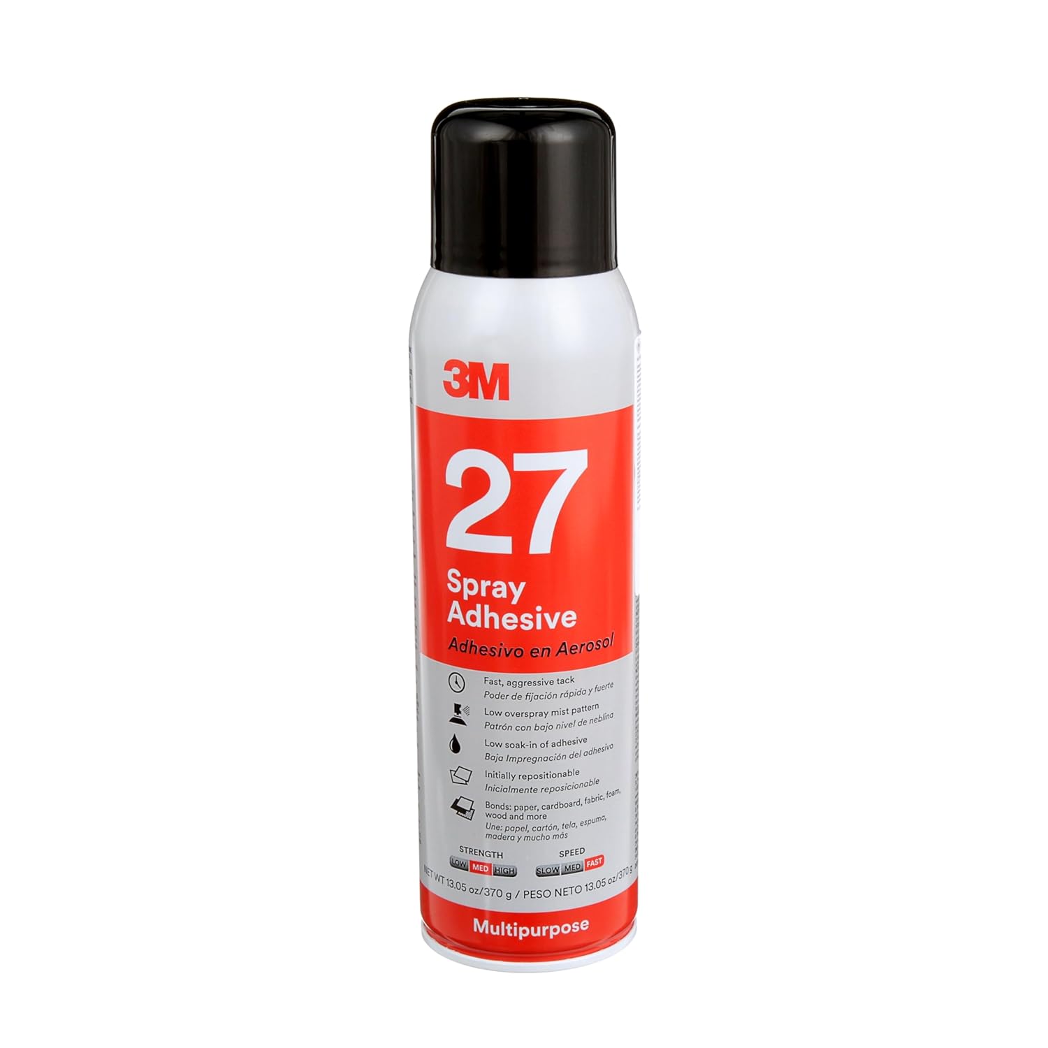 3M Multi-Purpose Spray Adhesive 27, Clear, 16 fl oz Can (Net Wt 13.05 oz), 1 Can, NOT FOR SALE IN CA AND OTHER STATES