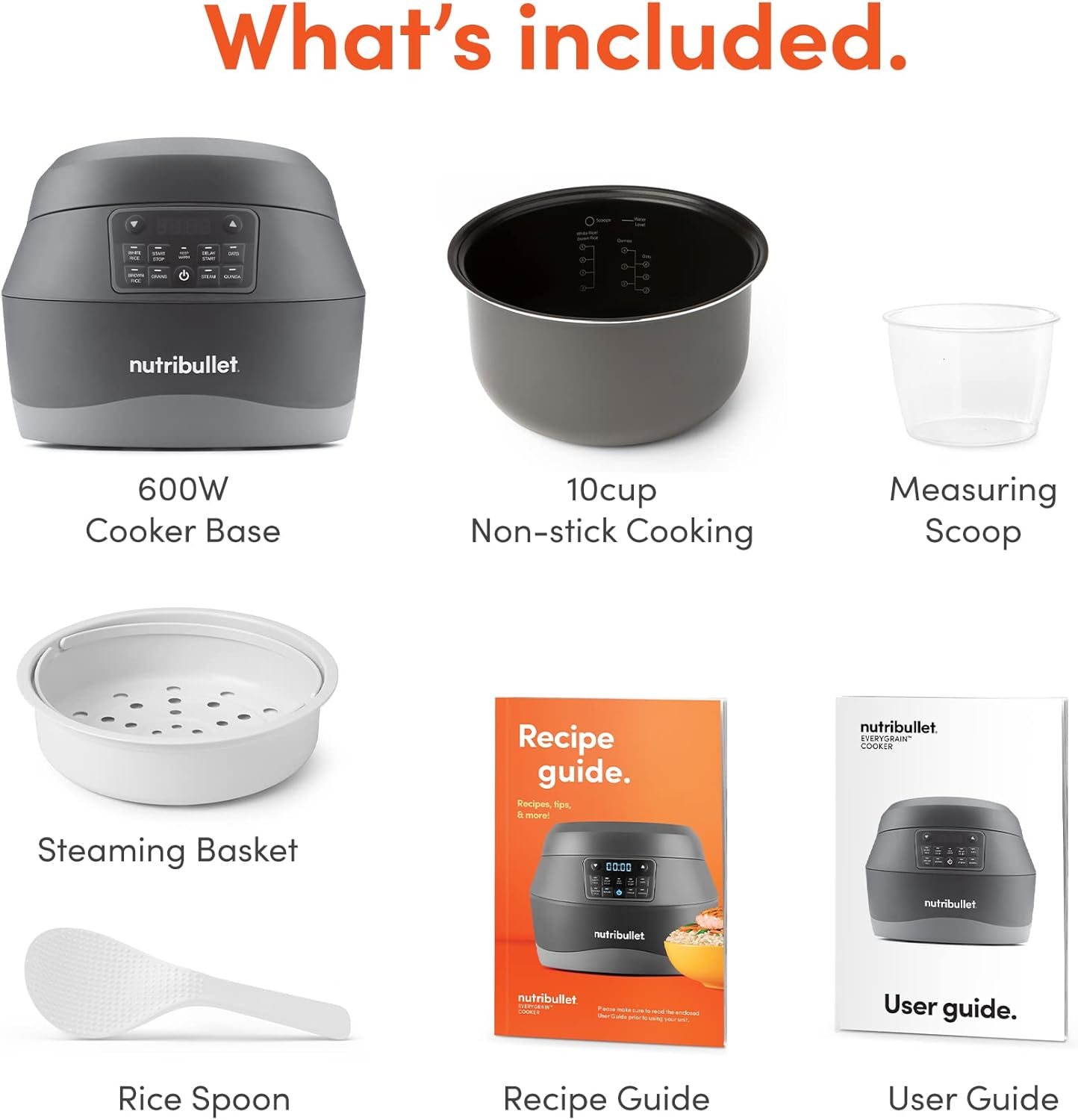 Nutribullet 2.5-Quart EveryGrain Cooker, 8-5/8inH x 10-5/8inW x 11-7/16inD, Black