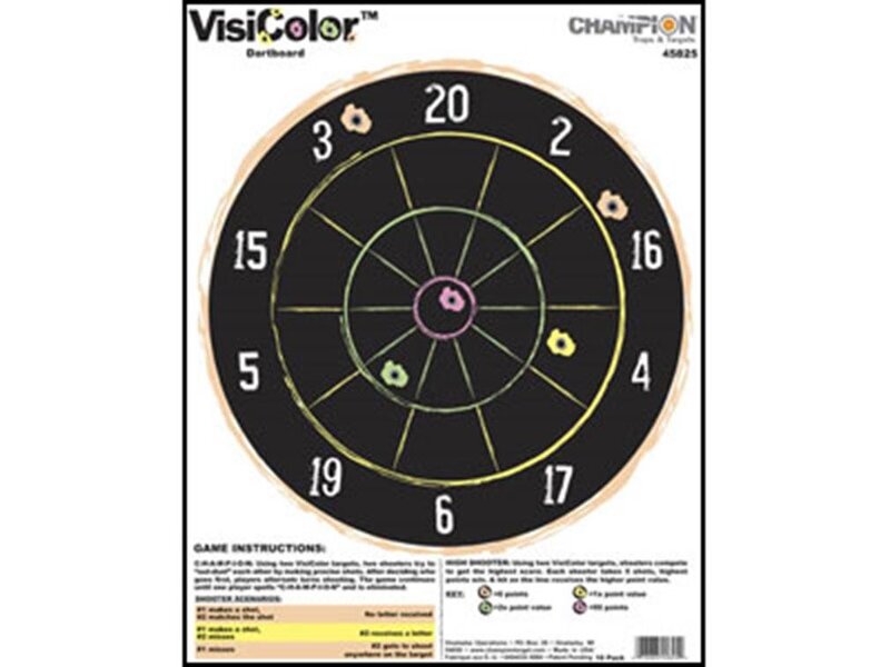 Champion Targets 45825 Adhesive Visicolor Targets, Dartboard, 10 Pack
