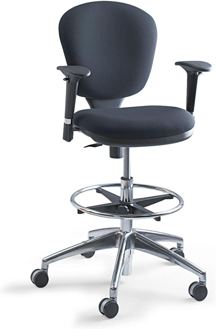 Safco Metro Ergonomic Office Chair, Extended-Height, Adjustable with Swivel Base, Padded, Black Padded Black