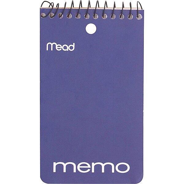 Mead Wirebound Memo Book, 3in x 5in, 60 Sheets, Assorted Colors