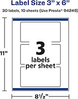 AVERY Durable Waterproof Rectangle Labels, Sure Feed Technology, 3" x 6", Laser/Pigment-Based Inkjet Printable