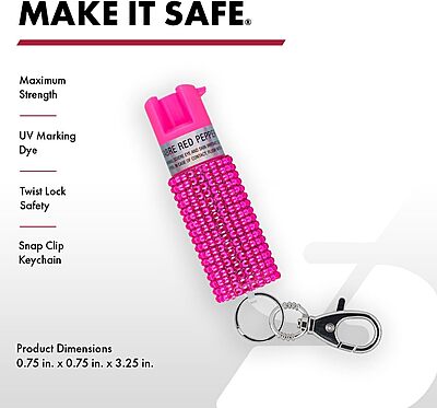 SABRE Jeweled Pepper Spray with Snap Clip, Maximum Strength
