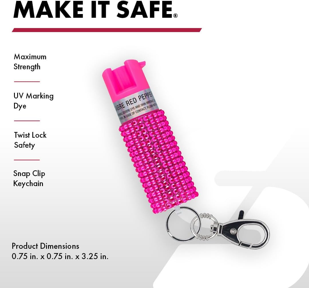 SABRE Jeweled Pepper Spray with Snap Clip, Maximum Strength