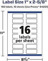 Avery Glossy Clear Rectangle Labels, Sure Feed Technology, 1 x 2-5/8 in